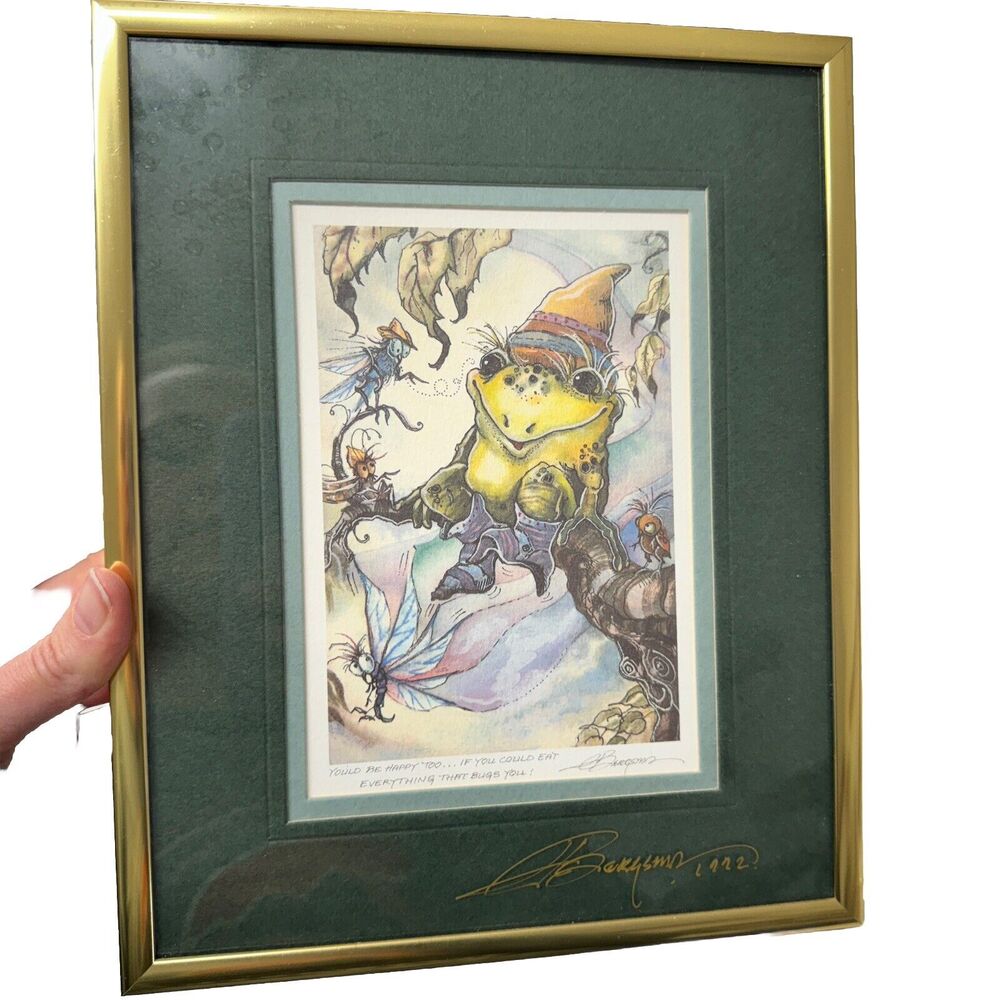 JODY BERGSMA VINTAGE 1981 LIMITED EDITION PRINT "FAIRY TALE FROG" Framed Signed